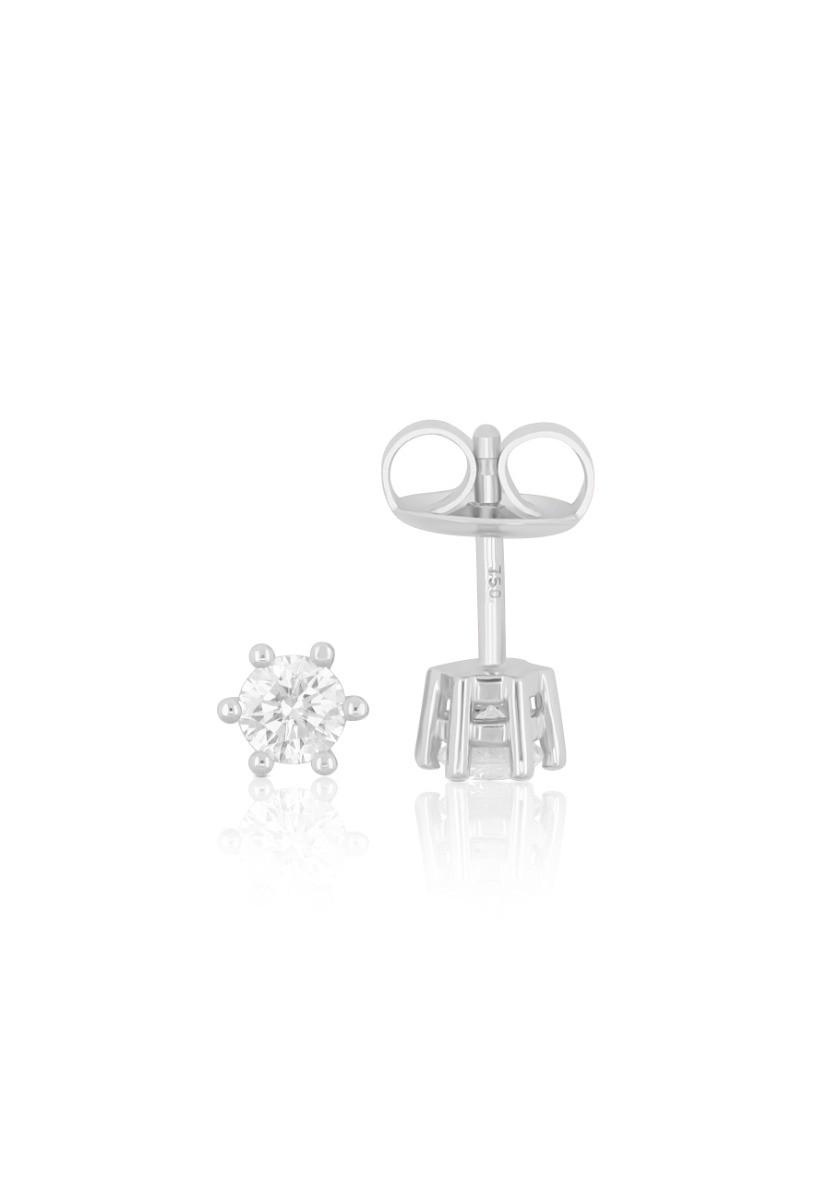 MUAU Schmuck  Solitär Ohrstecker 6-Griff-Fassung Weissgold 750 Brillanten 0.50ct. 6.5mm 