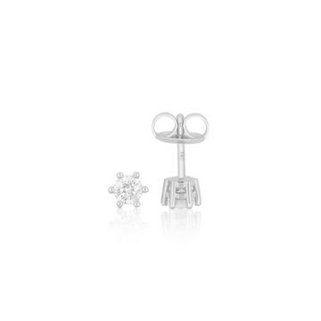 Clous d'oreilles solitaires 6 poignées en or blanc 750 diamants 0,50ct. 6,5mm