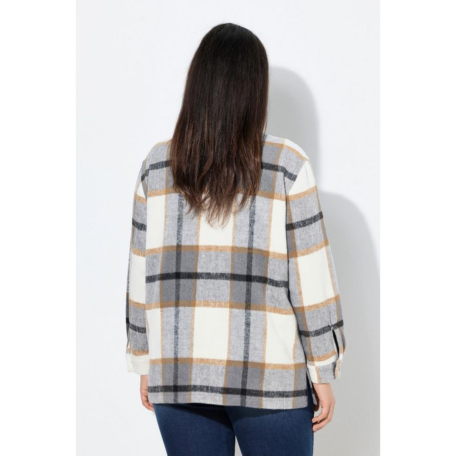 Ulla Popken Karomuster Oversized Langarm Shacket  