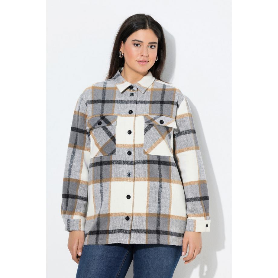 Ulla Popken Karomuster Oversized Langarm Shacket  