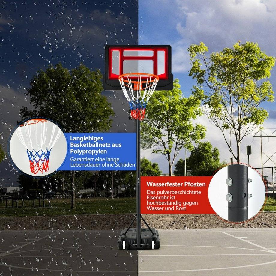 Northix  Basketballkorb für Kinder Wetterbeständiger Korbständer mit Einstellbarer Höhe von 90–210 cm 
