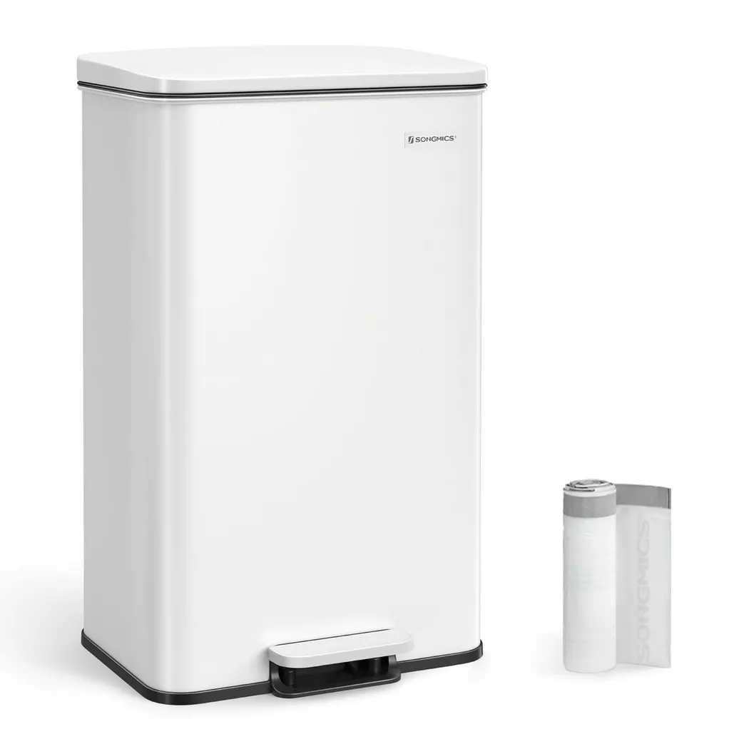 Pricenet – 40L Soft-Close-Küchenabfalleimer aus Stahl mit 15 Beuteln, 55.5cm