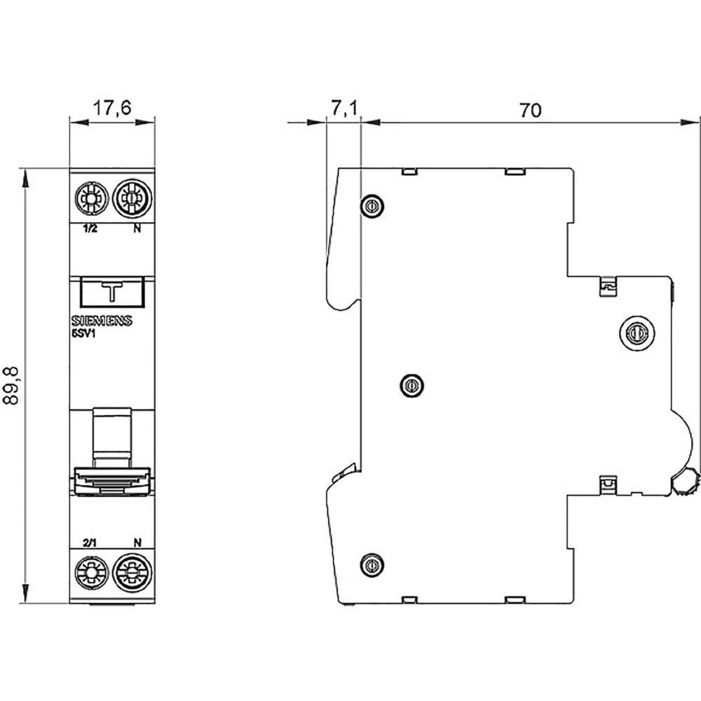 Siemens  Disjoncteur différentiel combiné compact 1P+N 6 kA type F 30 mA B16 