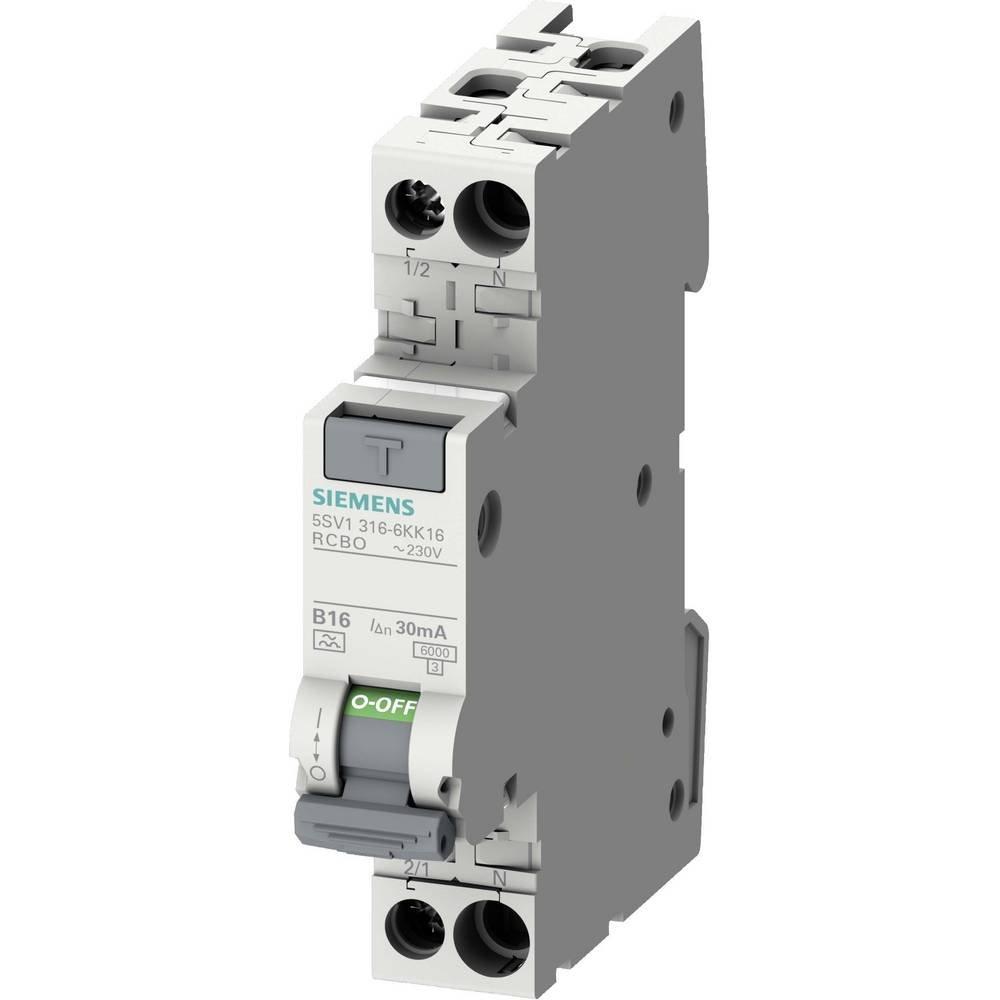 Siemens  Disjoncteur différentiel combiné compact 1P+N 6 kA type F 30 mA B16 