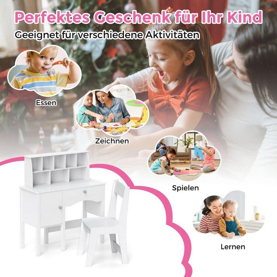 Northix Ensemble bureau et chaise pour enfants avec rangement  