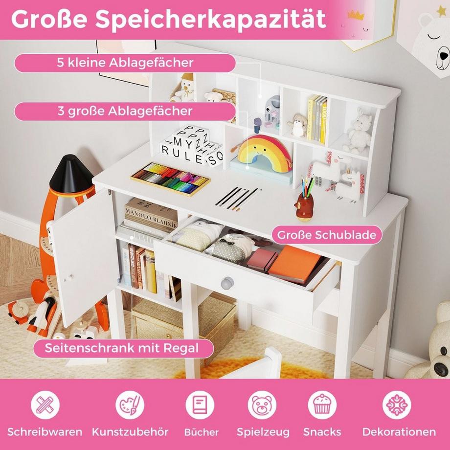 Ensemble bureau et chaise pour enfants avec rangement