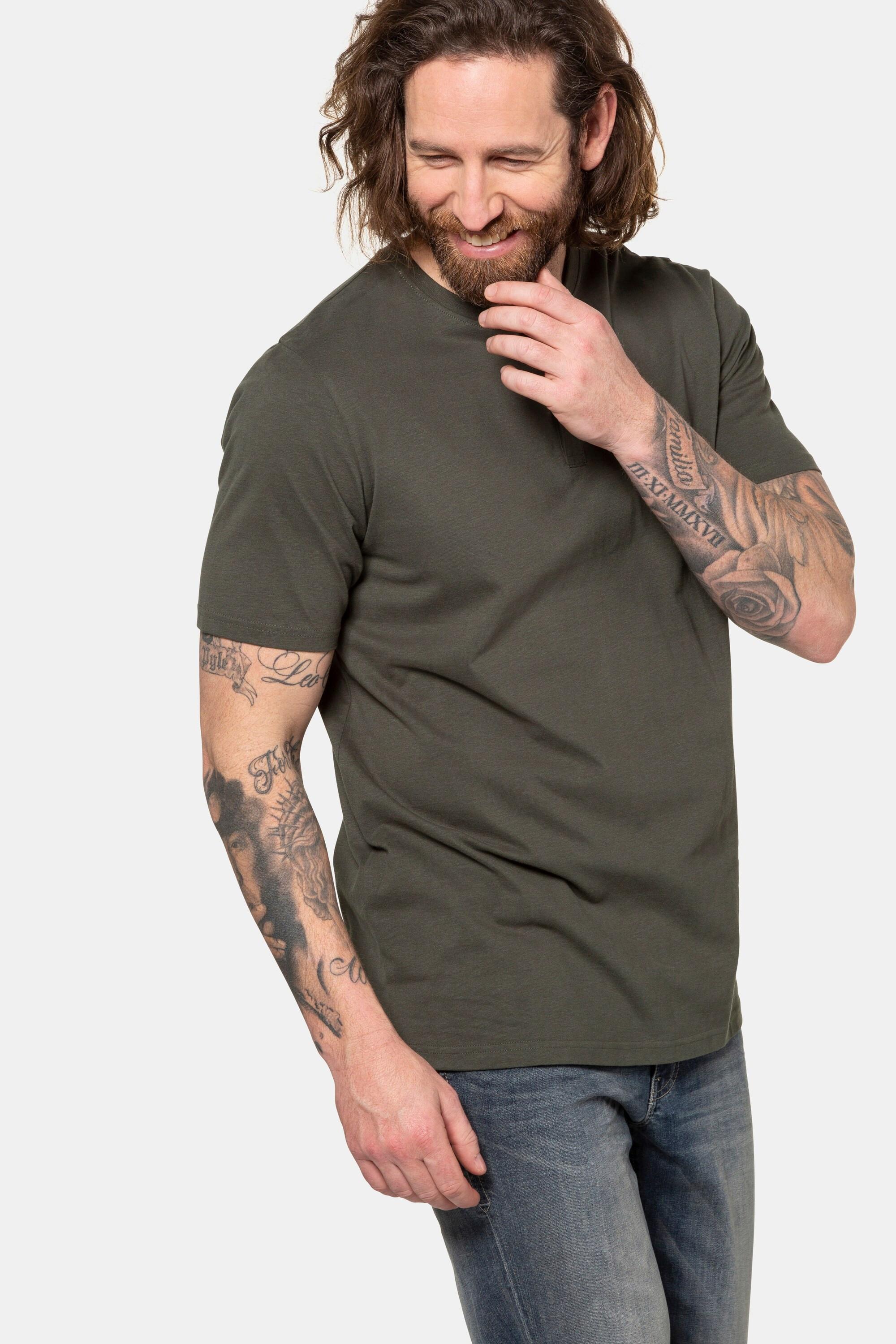 JP1880  T-shirt Henley, collection Basic. Manches courtes et patte de boutonnage 