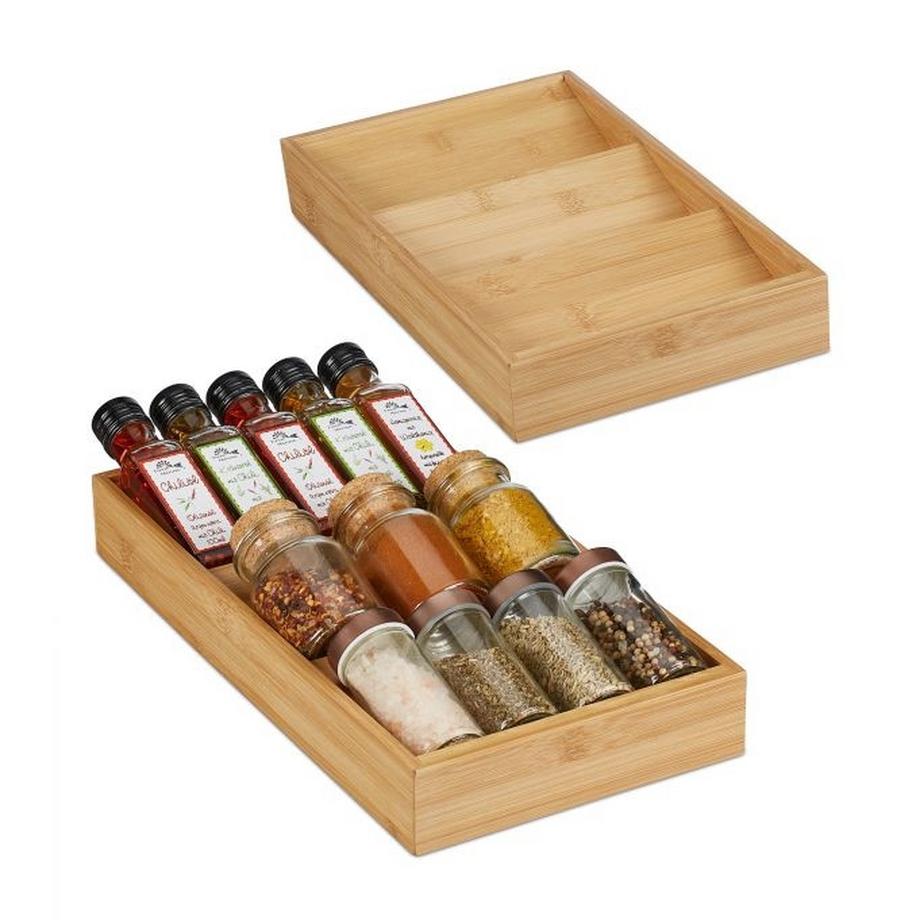 B2X  ensemble de 2 étagères à épices en bambou pour tiroirs 