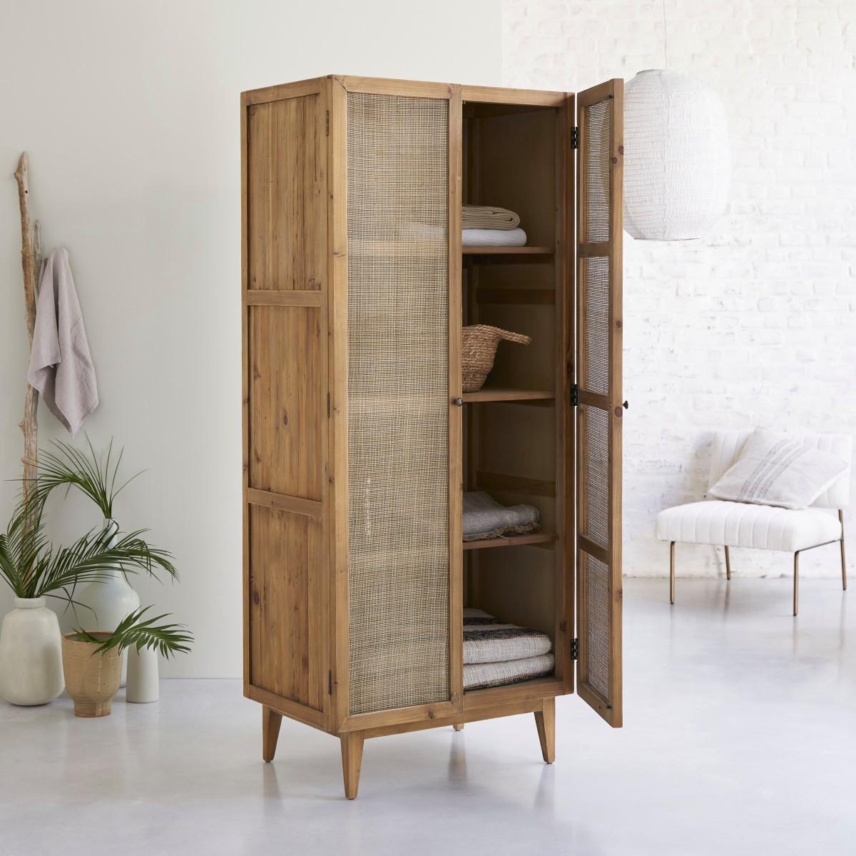 Tikamoon Armadio in pino e midollino Ninon  