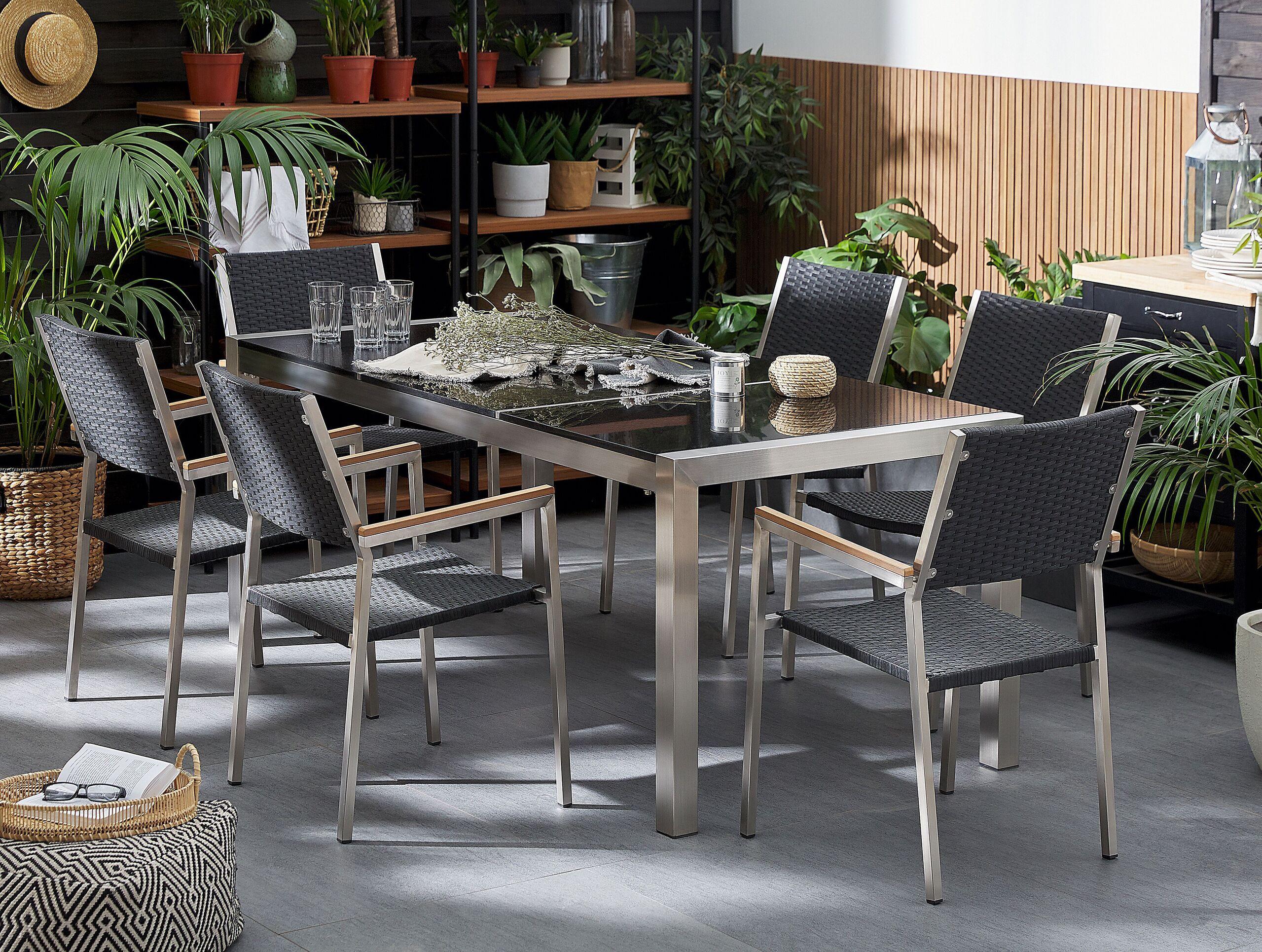 Beliani Garten-Essgruppe für 6 Personen aus Granit Industriell GROSSETO  