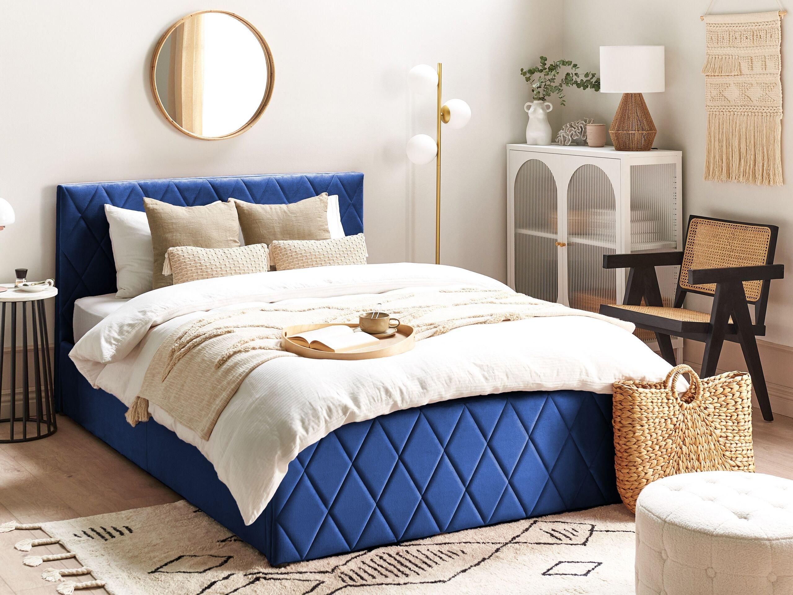 Beliani Bett mit Bettkasten aus Samtstoff Modern ROCHEFORT  