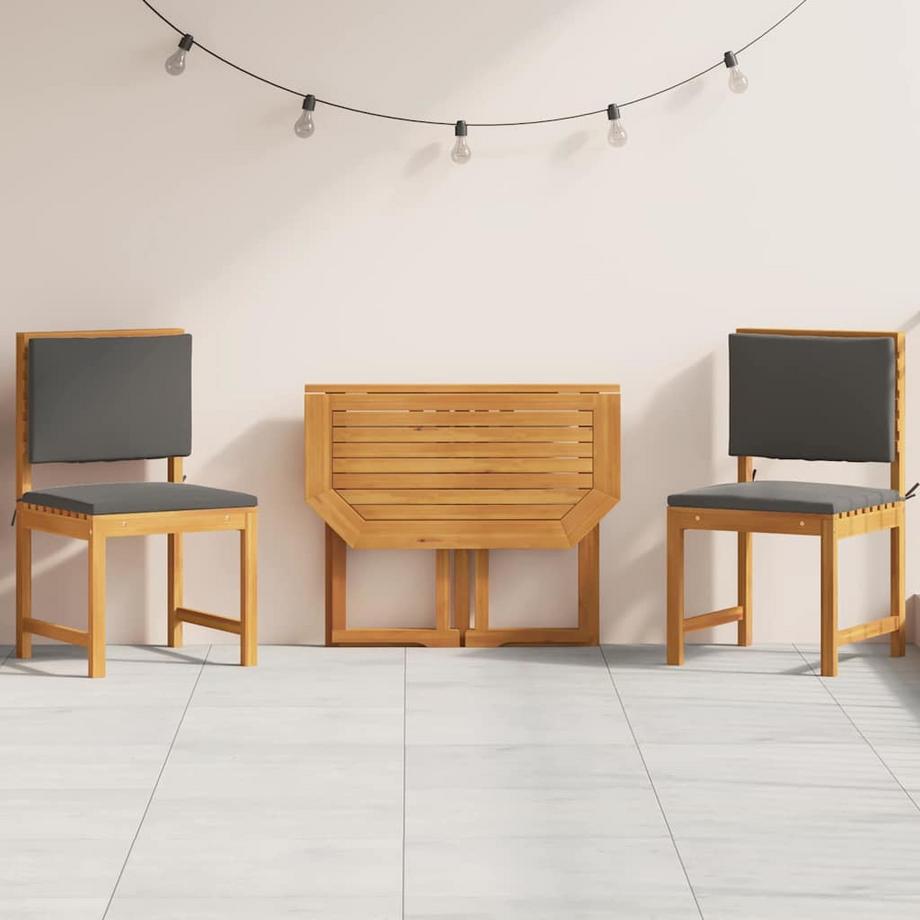 VidaXL Ensemble bistro de jardin bois d'acacia massif  
