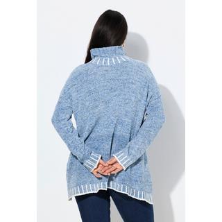 Ulla Popken Pull Poncho Chenille Oversized Col Montant Manches Longues  