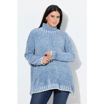Pull poncho en maille chenille, oversized, col montant, manches longues