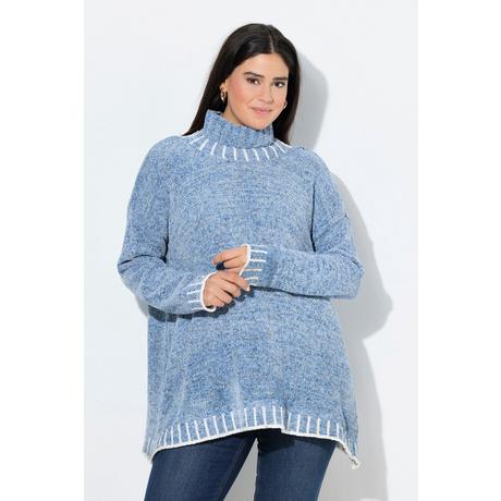 Ulla Popken Pull Poncho Chenille Oversized Col Montant Manches Longues  