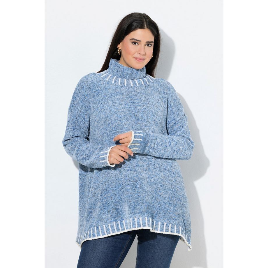 Ulla Popken Chenille Oversized Stehkragen Langarm Pullover  