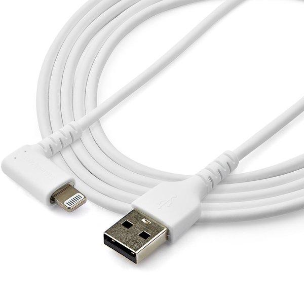 STARTECH.COM  Câble USB-A vers Lightning Blanc Robuste 2m Coudé à 90° - Câble de Charge/Synchronisation USB Type A vers Lightning en Fibre Aramide Robuste et Résistante - Certifié Apple MFi - iPhone 