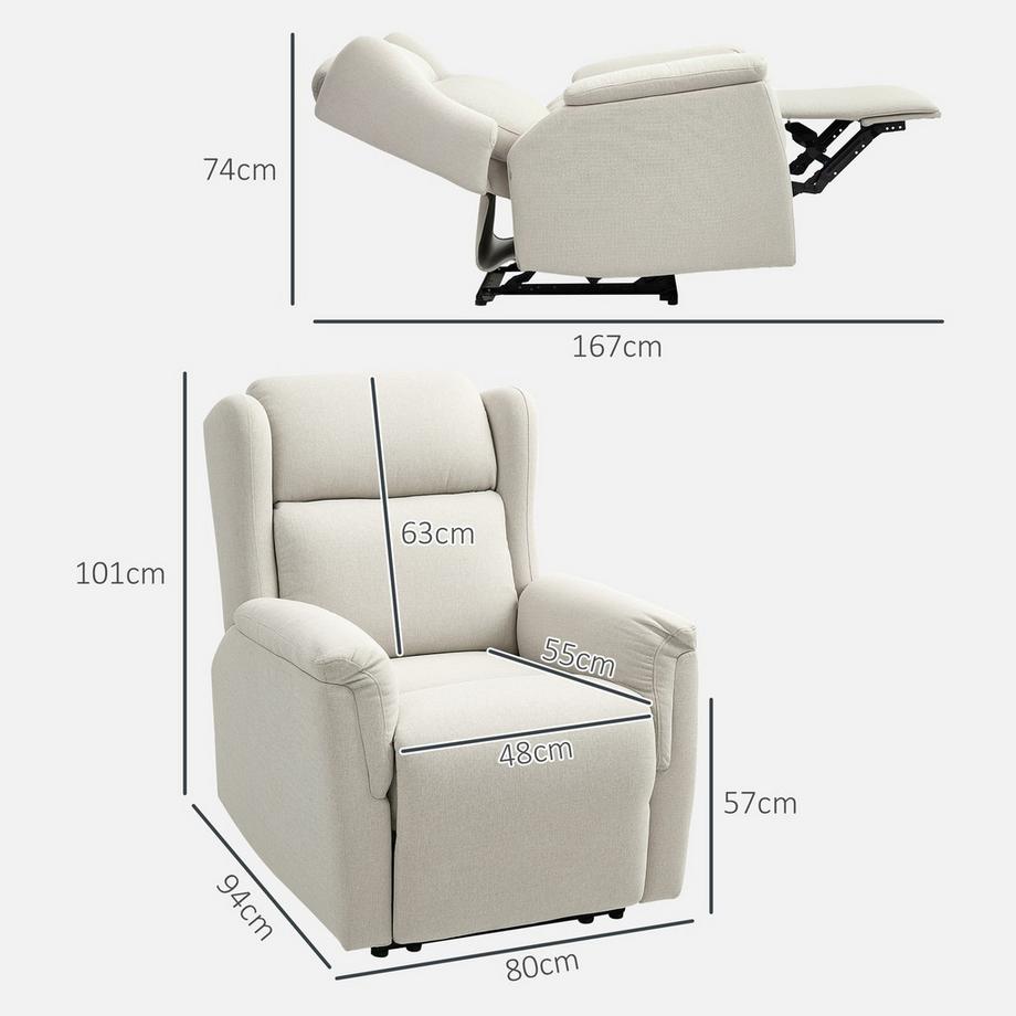 Northio Relaxsessel, Fernsehsessel mit Liegefunktion, TV-Sessel mit Taschenfederkern, Gepolstert Liegesessel, Ruhesessel bis 150 kg belastbar für Wohnzimmer, Schlafzimmer, Beige  
