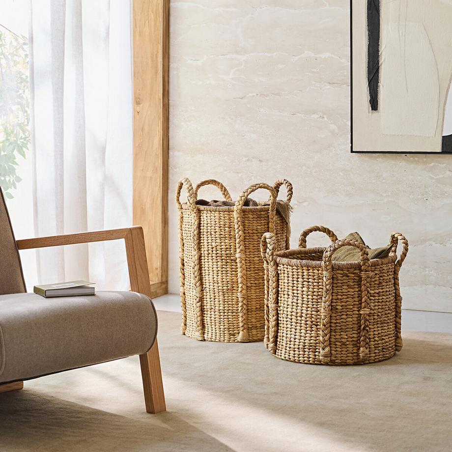 AM.PM Hoher runder Korb aus Wasserhyazinthe 4 Griffe Tima  