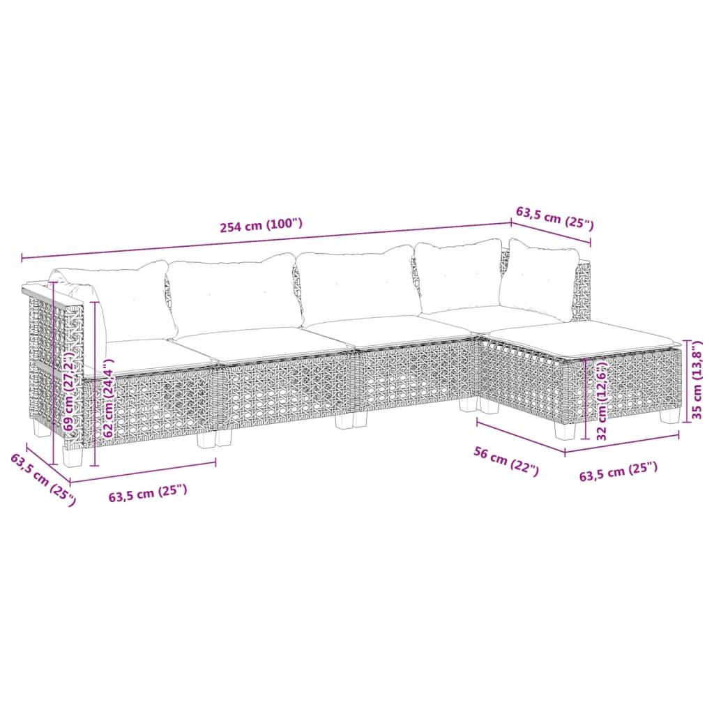 VidaXL set divano da giardino Polirattan  