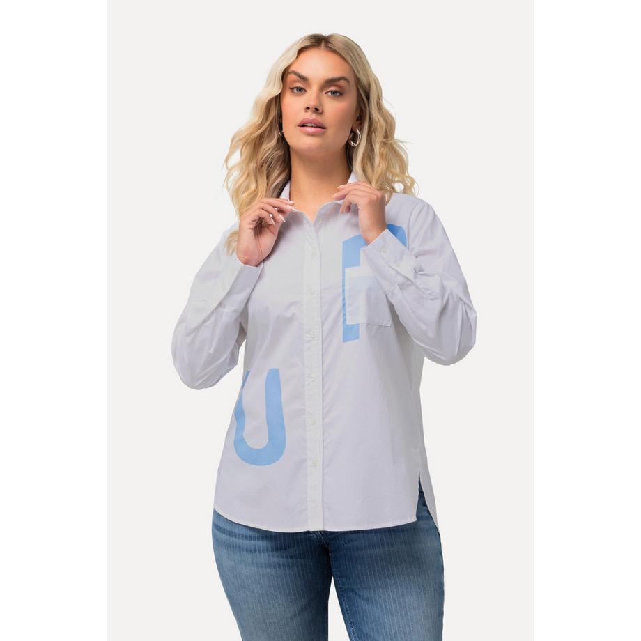 Ulla Popken Hemdbluse Buchstaben Langarm  