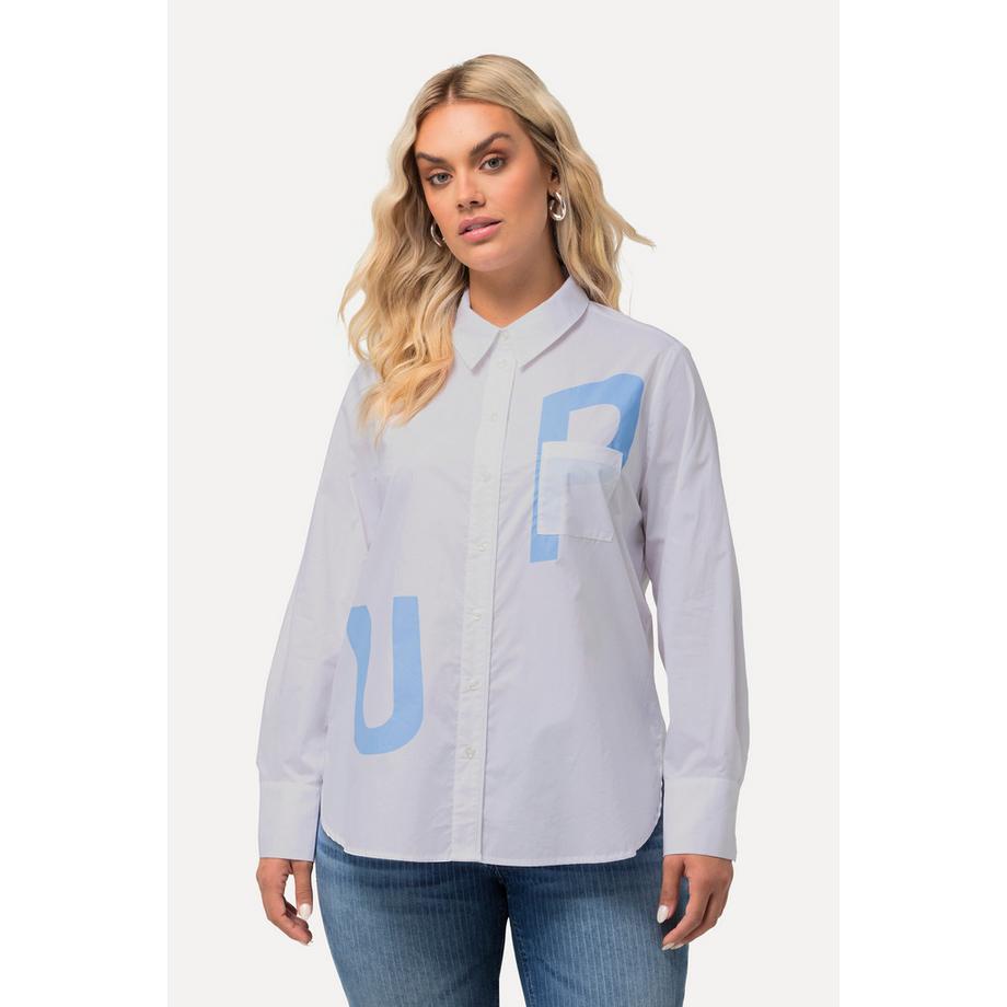Ulla Popken Hemdbluse Buchstaben Langarm  