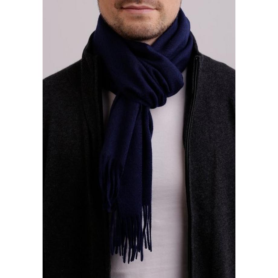 CASH-MERE.CH Sciarpa tinta unita con frange  