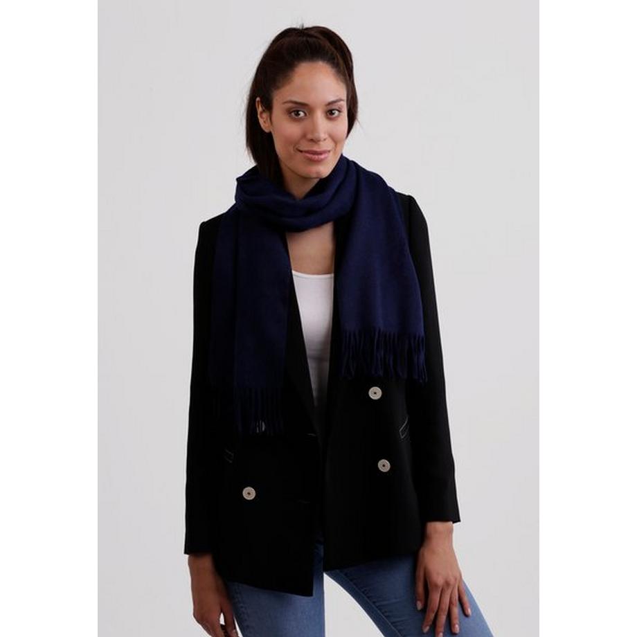 CASH-MERE.CH Sciarpa tinta unita con frange  