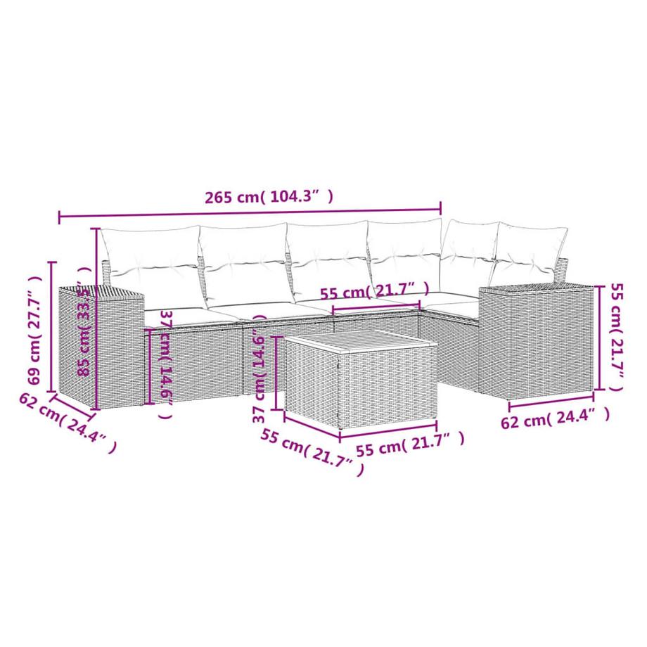 VidaXL Ensemble de canapés de jardin rotin synthétique  
