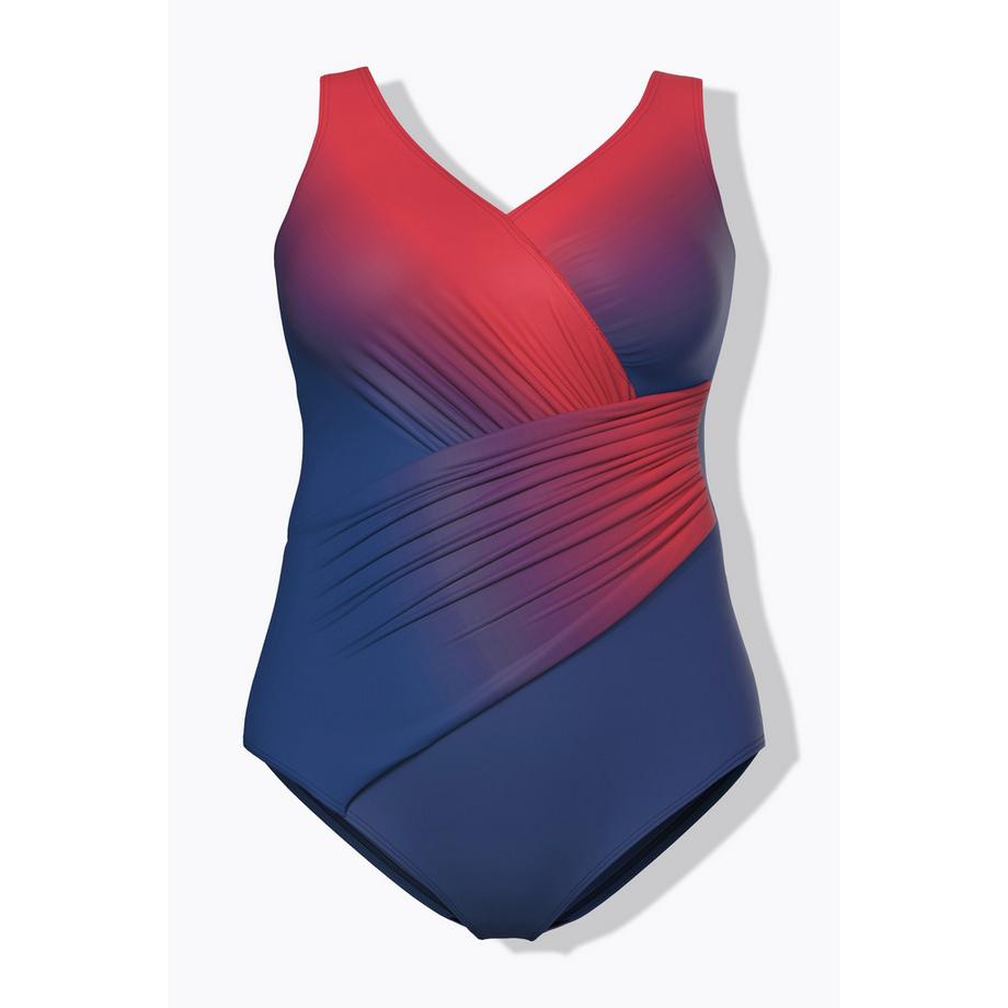 Ulla Popken Costume da bagno sfumato drappeggiato coppe morbide riciclato  