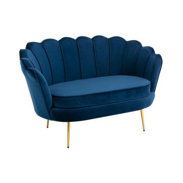 Canapé 2 places coquillage en velours bleu nuit DANDELION de Pascal Morabito
