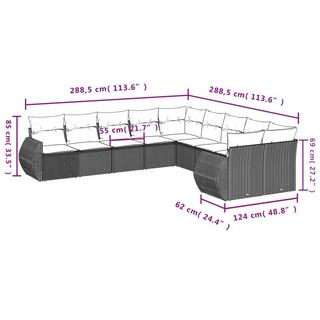 VidaXL Ensemble de canapés de jardin rotin synthétique  