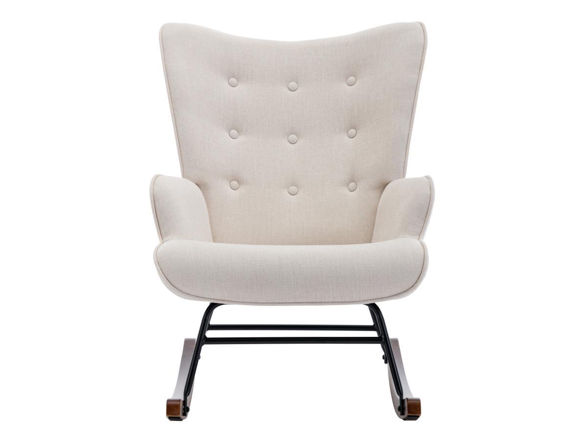 Vente-unique Fauteuil à bascule en tissu chiné beige ELMINA II  