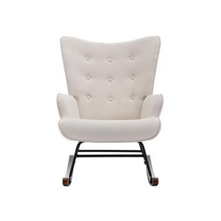 Vente-unique Fauteuil à bascule en tissu chiné beige ELMINA II  