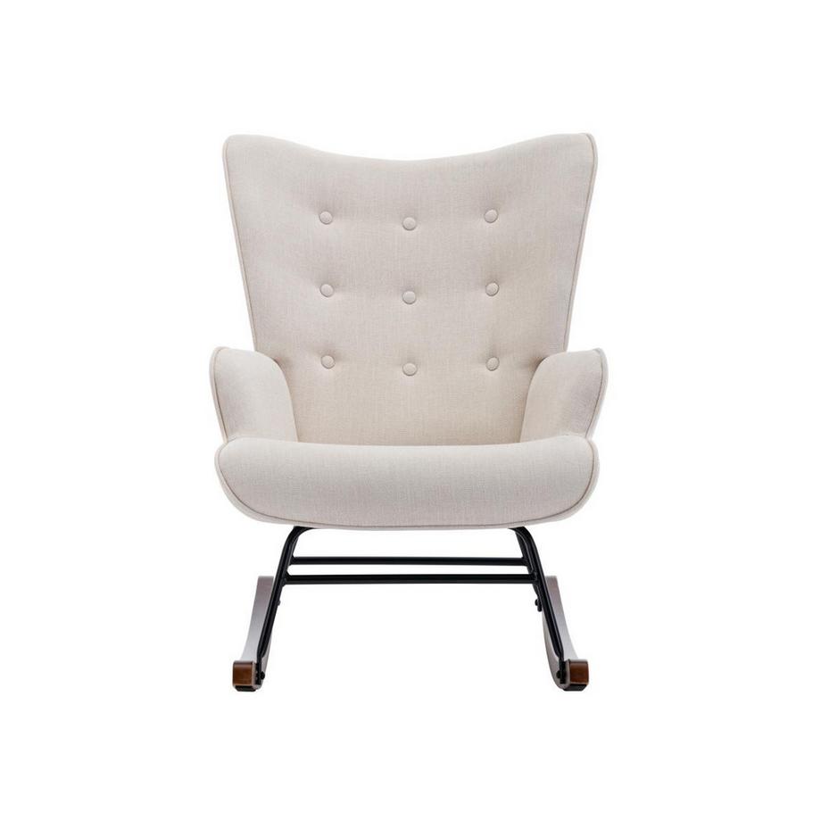 Vente-unique Schaukelsessel - melierter Stoff - Beige - ELMINA II  