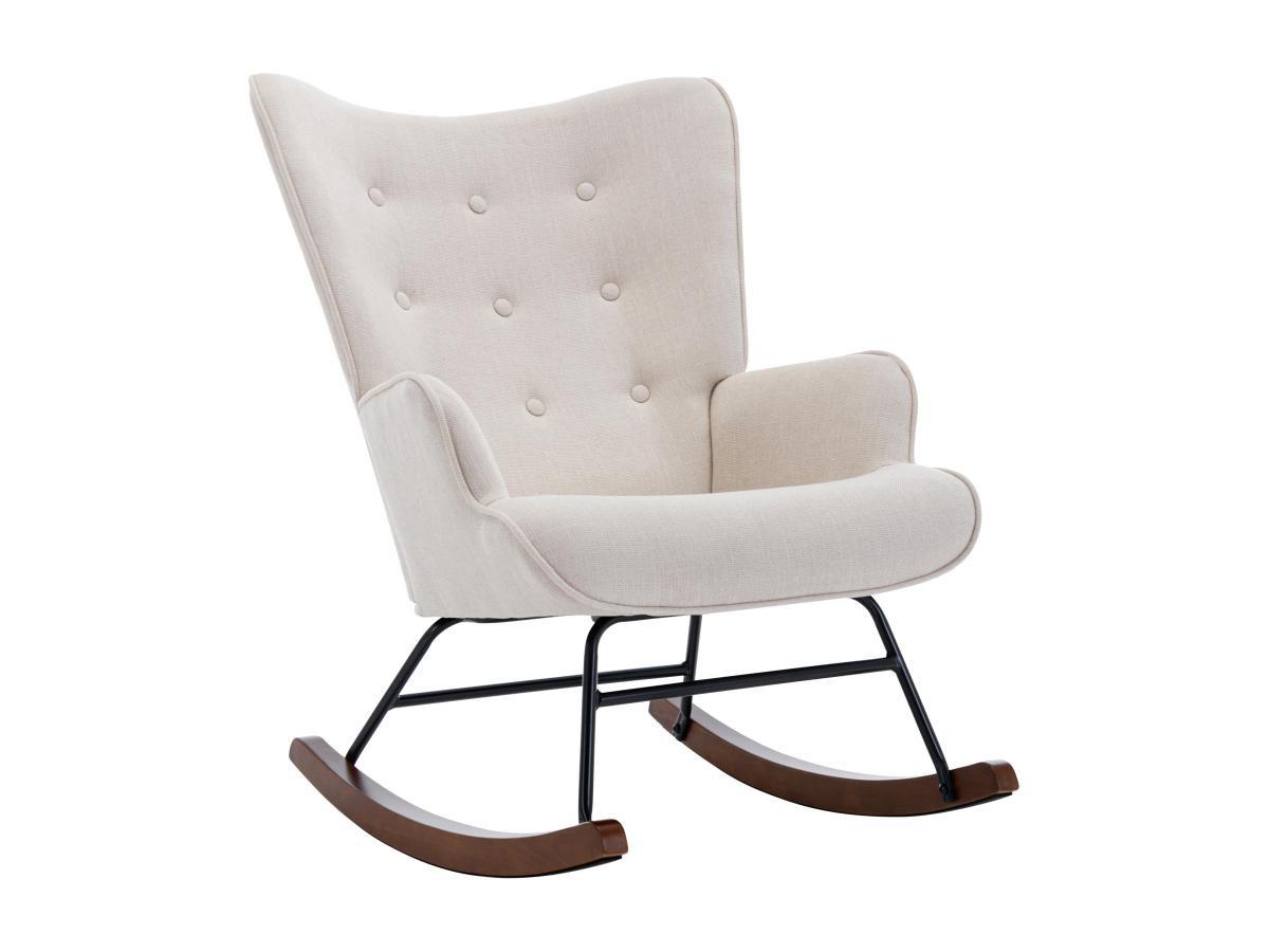 Vente-unique Fauteuil à bascule en tissu chiné beige ELMINA II  