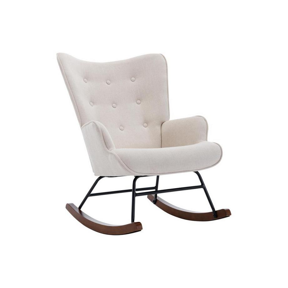 Vente-unique Schaukelsessel - melierter Stoff - Beige - ELMINA II  