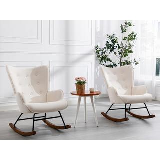 Vente-unique Fauteuil à bascule en tissu chiné beige ELMINA II  