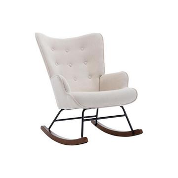 Fauteuil à bascule en tissu chiné beige ELMINA II