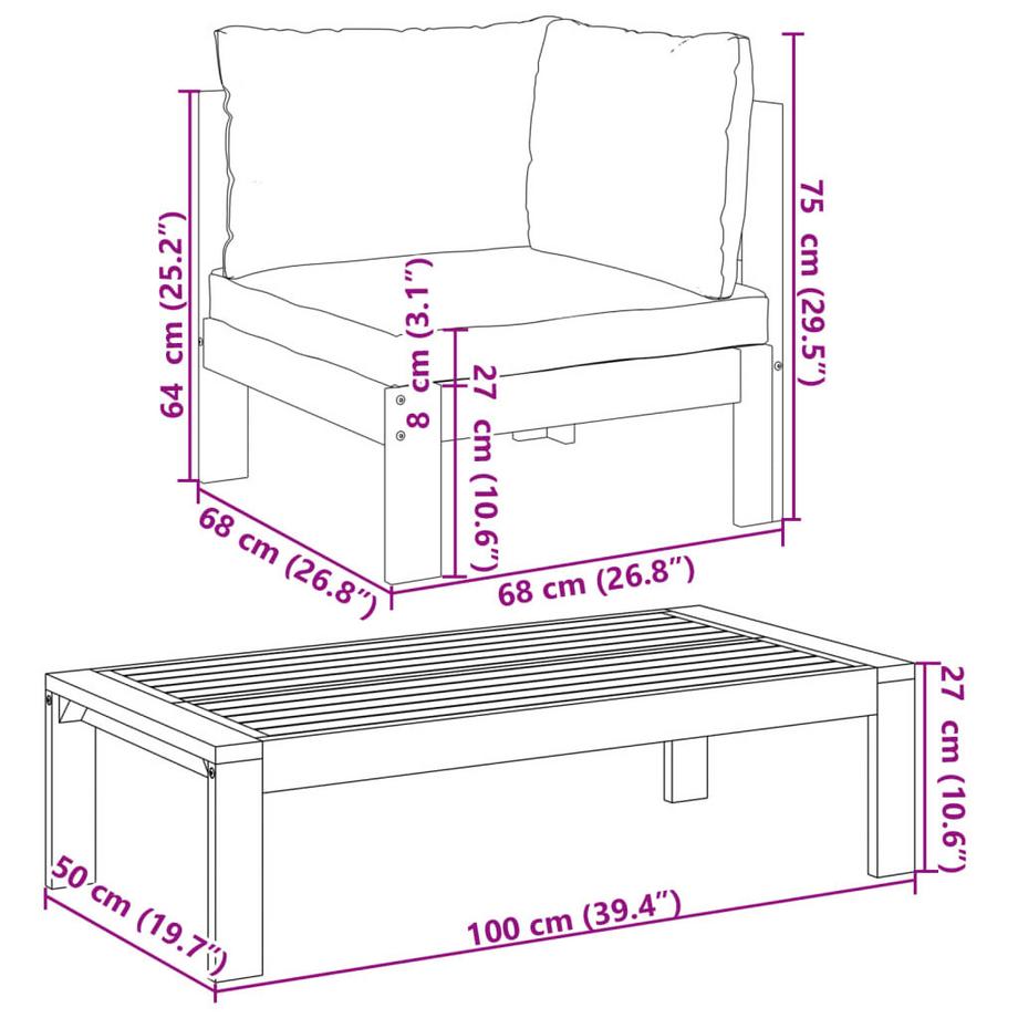 VidaXL set salotto da giardino Legno  