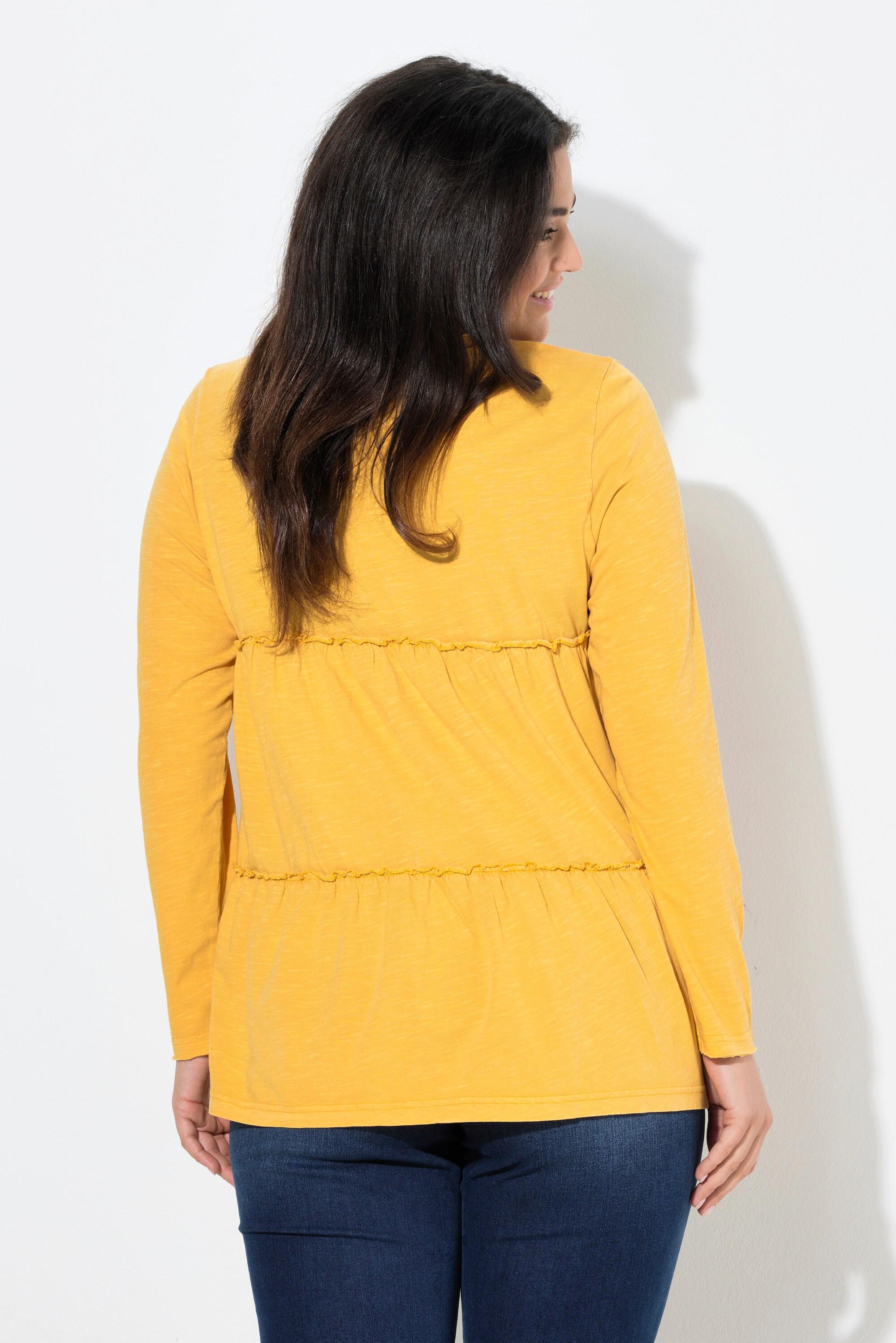 Ulla Popken Volant Linea ad A Girocollo Maniche Lunghe Maglia  