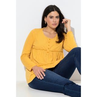 Ulla Popken Volant Linea ad A Girocollo Maniche Lunghe Maglia  