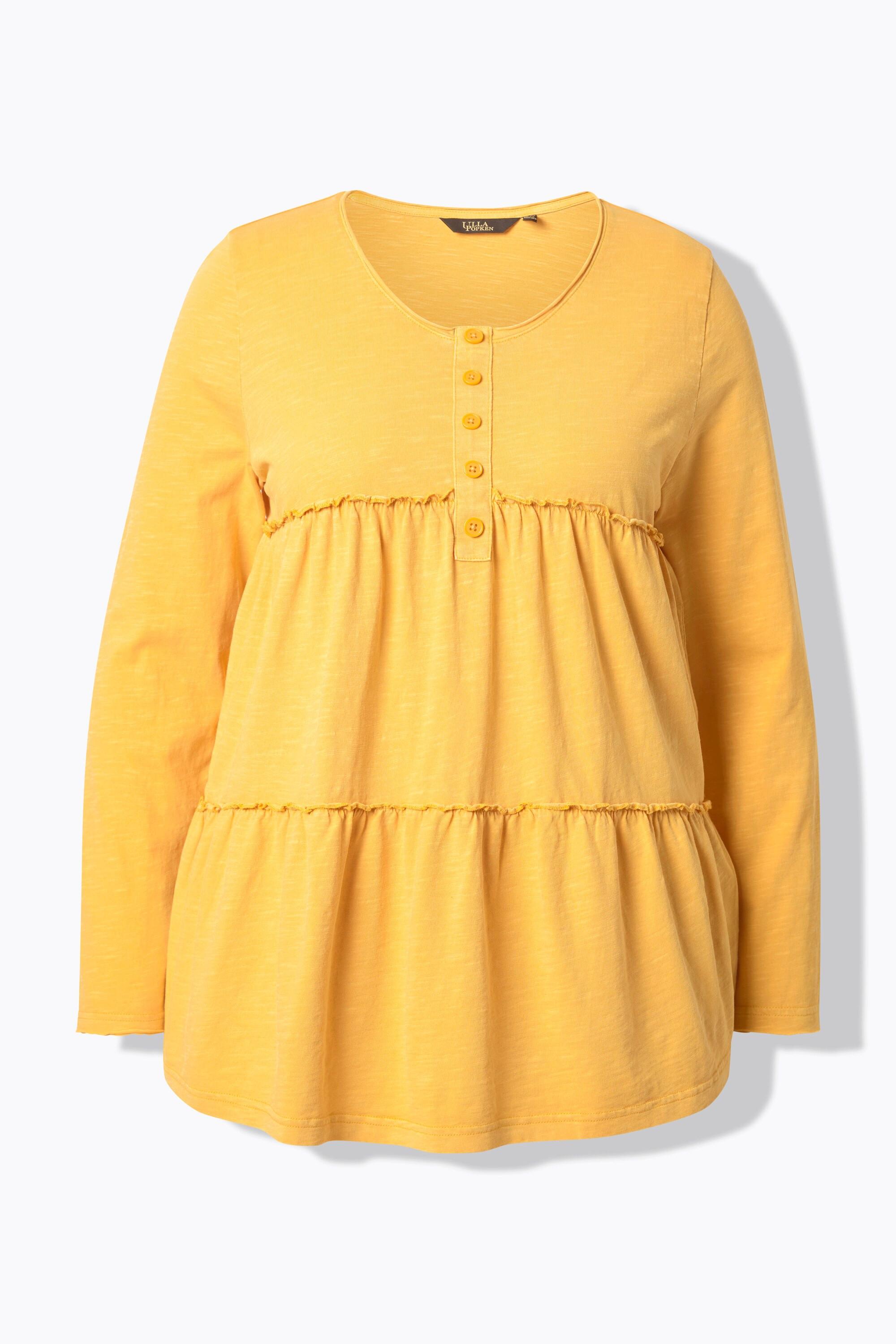 Ulla Popken Volant Linea ad A Girocollo Maniche Lunghe Maglia  