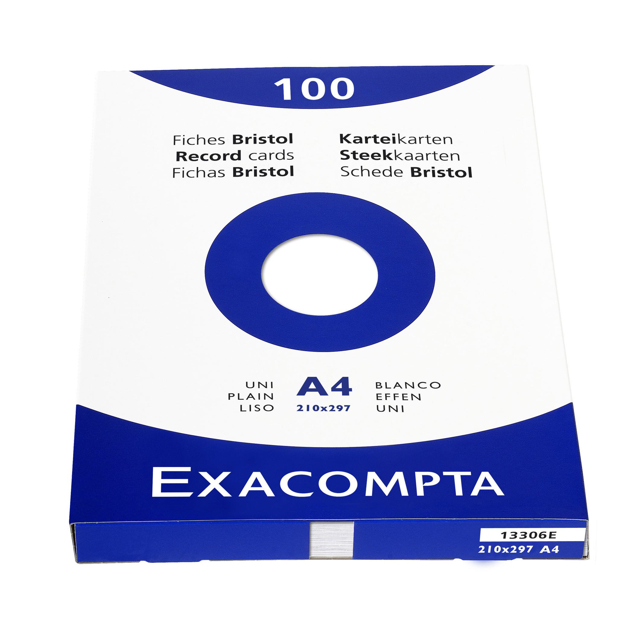 Exacompta Étui de 100 fiches - bristol uni non perforé 210x297mm  