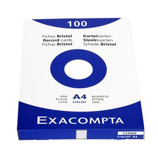 Exacompta Confezione 100 cartoncini bristol - senza righe senza perforazione 210x297mm  