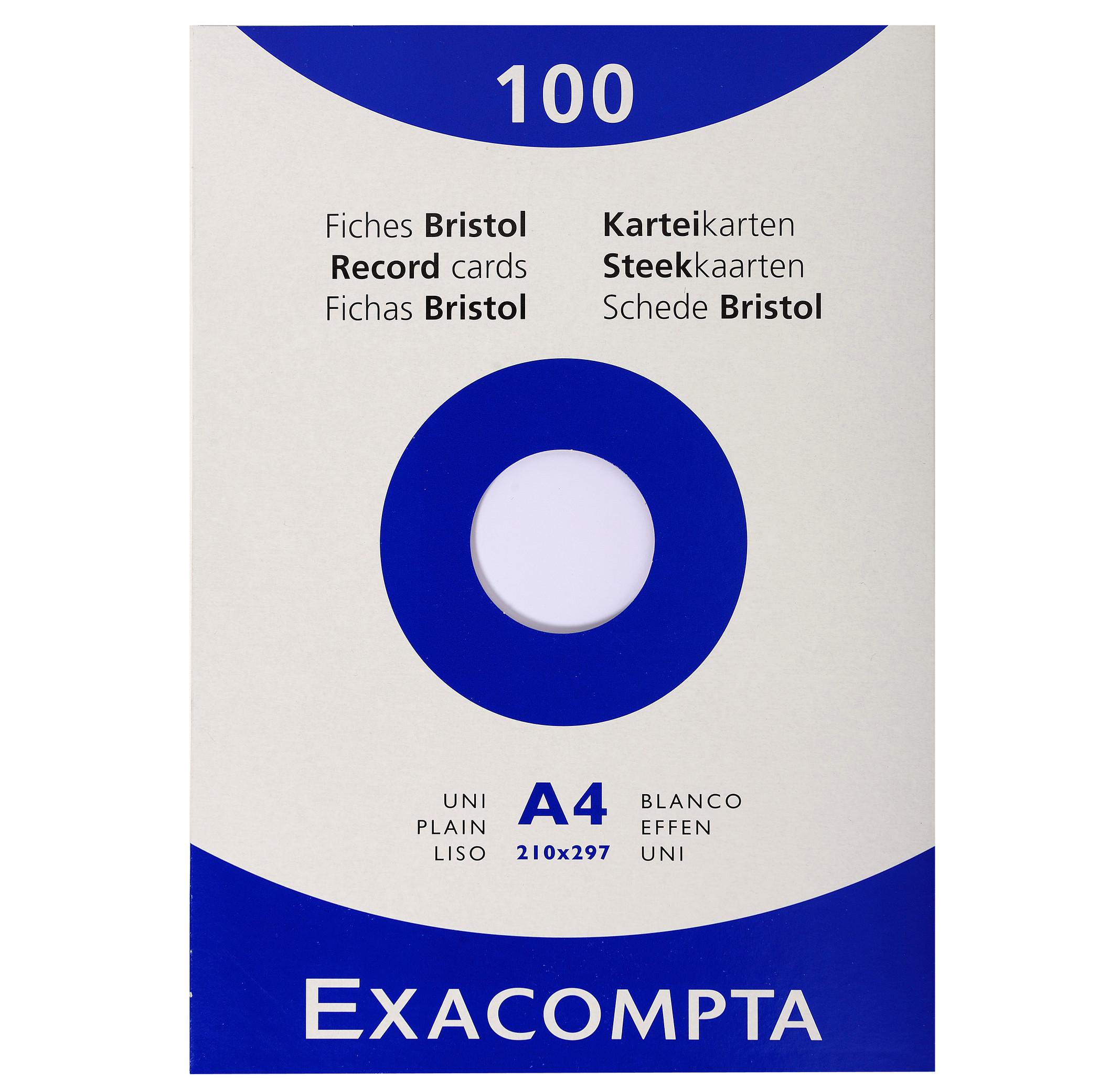 Exacompta Confezione 100 cartoncini bristol - senza righe senza perforazione 210x297mm  