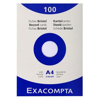 Exacompta Confezione 100 cartoncini bristol - senza righe senza perforazione 210x297mm  