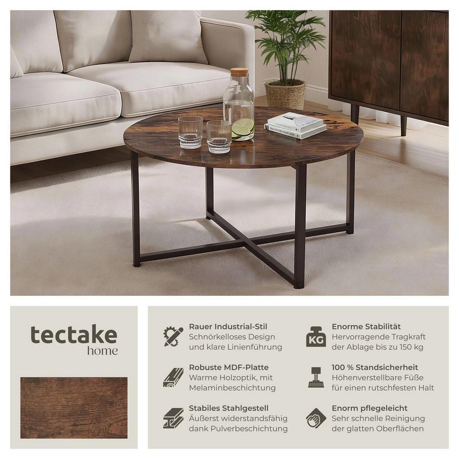 Tectake Couchtisch Aberdeen Industrial Style Holz und Stahl  