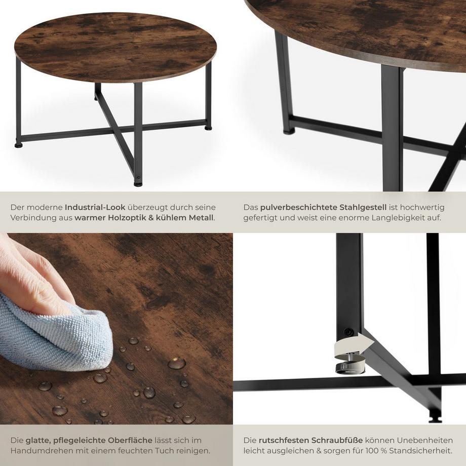 Tectake Couchtisch Aberdeen Industrial Style Holz und Stahl  