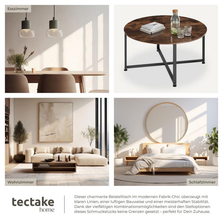 Tectake Couchtisch Aberdeen Industrial Style Holz und Stahl  